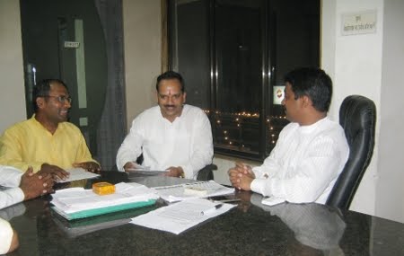 From Right : MLA Mr. Thakur, Mr. Vartak of Sanatan Sanstha and Mr. Raokar of HJS